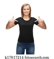 woman in blank black t-shirt