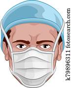 רופא, ללבוש, פ.פ., הגנתי, מסיכת פנים