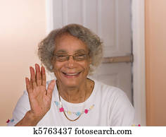 afrikanische amerikanische frau, winkende