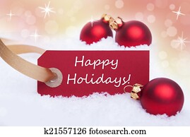 Christmas Label with Happy Holidays Christmas Label with Happy Holidays