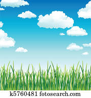 Clouds in the Sky above Green Grass