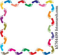 colorful footprints border colorful footprints border