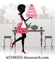 Girl with a romantic cake Girl with a romantic cake