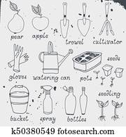 jardinagem, horticultura, vetorial, jogo