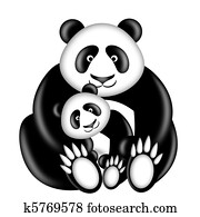 mor och baby, panda uthärda