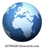 Planet earth model isolated on white - Africa and Europe Planet earth model isolated on white - Africa and Europe