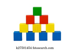 Pyramid from wooden color cubes with gubs
