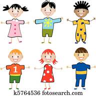 rangées, de, jeunes enfants