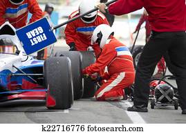 tripulação cova, durante, um, pitstop