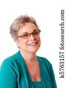 美しい, 幸せな微笑すること, 年長の 女性, 顔