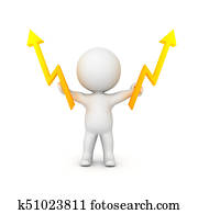 3D Character holding two lightning bolts in his hands 3D Character holding two lightning bolts in his hands