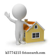 3d, petit, gens, -, maison