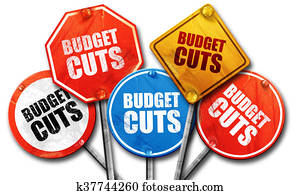 budget cuts, 3D rendering, street signs
