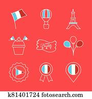 bundle of bastille day icons bundle of bastille day icons