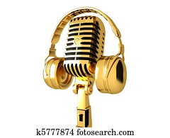 Classic microphone and headphones Classic microphone and headphones