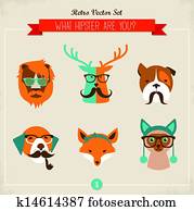 Cute fashion Hipster Animals & pets