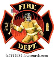 Firefighter Inside Cross Symbol Firefighter Inside Cross Symbol