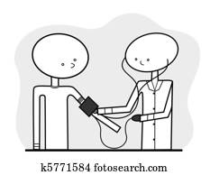 Generic doctor takes blood pressure