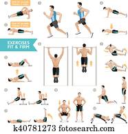 Man workout fitness, aerobic and exercises. Vector Illustration. Man workout fitness, aerobic and exercises. Vector Illustration.