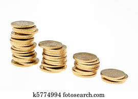 monnaie, pile, de, euro, pièces