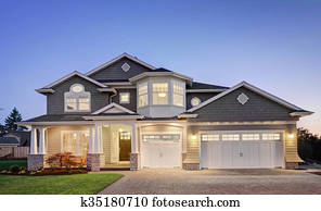 repouso luxuoso, exterior, em, crepúsculo