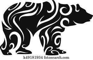 tribal, urso, silueta