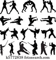 Various martial arts silhouettes Various martial arts silhouettes