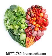 verde, e, vermelho, alimento saudável