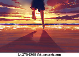 איש, רגלים, לרוץ, על החוף