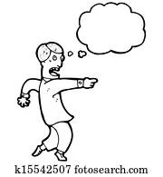 卡通漫画, 商人, 指手指, 在中, 责备