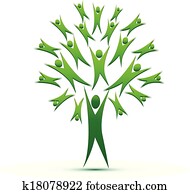 矢量, 在中, 树, 配合, 人们, 标识语