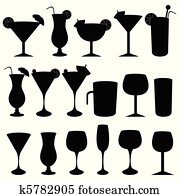 Alcoholic drinks and glasses Alcoholic drinks and glasses