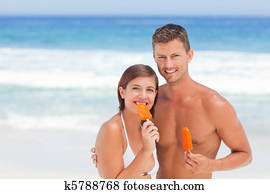 Couple eating an ice cream