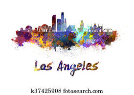 Los Angeles skyline in watercolor Los Angeles skyline in watercolor