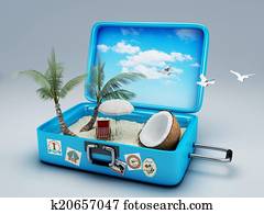Travel suitcase. beach vacation Travel suitcase. beach vacation