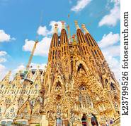 BARCELONA, SPAIN - SEPT 02, 2014: The Basilica of La Sagrada Fam BARCELONA, SPAIN - SEPT 02, 2014: The Basilica of La Sagrada Fam