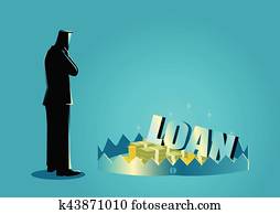 Businessman thinking of taking loans