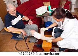 ferida, cuidado, por, enfermeiras