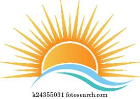 sol, sobre, água, waves.