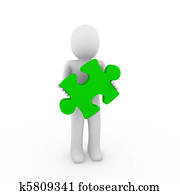 3d, human, verde, quebra-cabeça