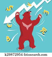 Bear market presents downtrend stock market concept with graph in background Bear market presents downtrend stock market concept with graph in background