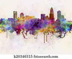 Charlotte skyline in watercolor background Charlotte skyline in watercolor background
