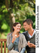 Couple eating an ice cream
