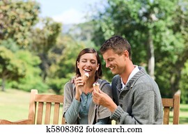 Couple eating an ice cream