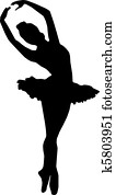 Dance girl ballet silhouettes - vector Dance girl ballet silhouettes - vector