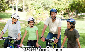 famille, à, leur, vélos