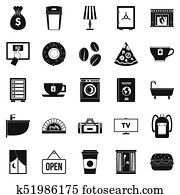 Holiday house icons set, simple style Holiday house icons set, simple style