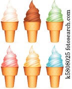 Ice-cream, silhouette, set Clipart | k8943171 | Fotosearch