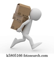 Man running with several boxes Man running with several boxes