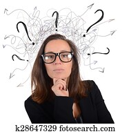 Manager businesswoman analyzes Manager businesswoman analyzes